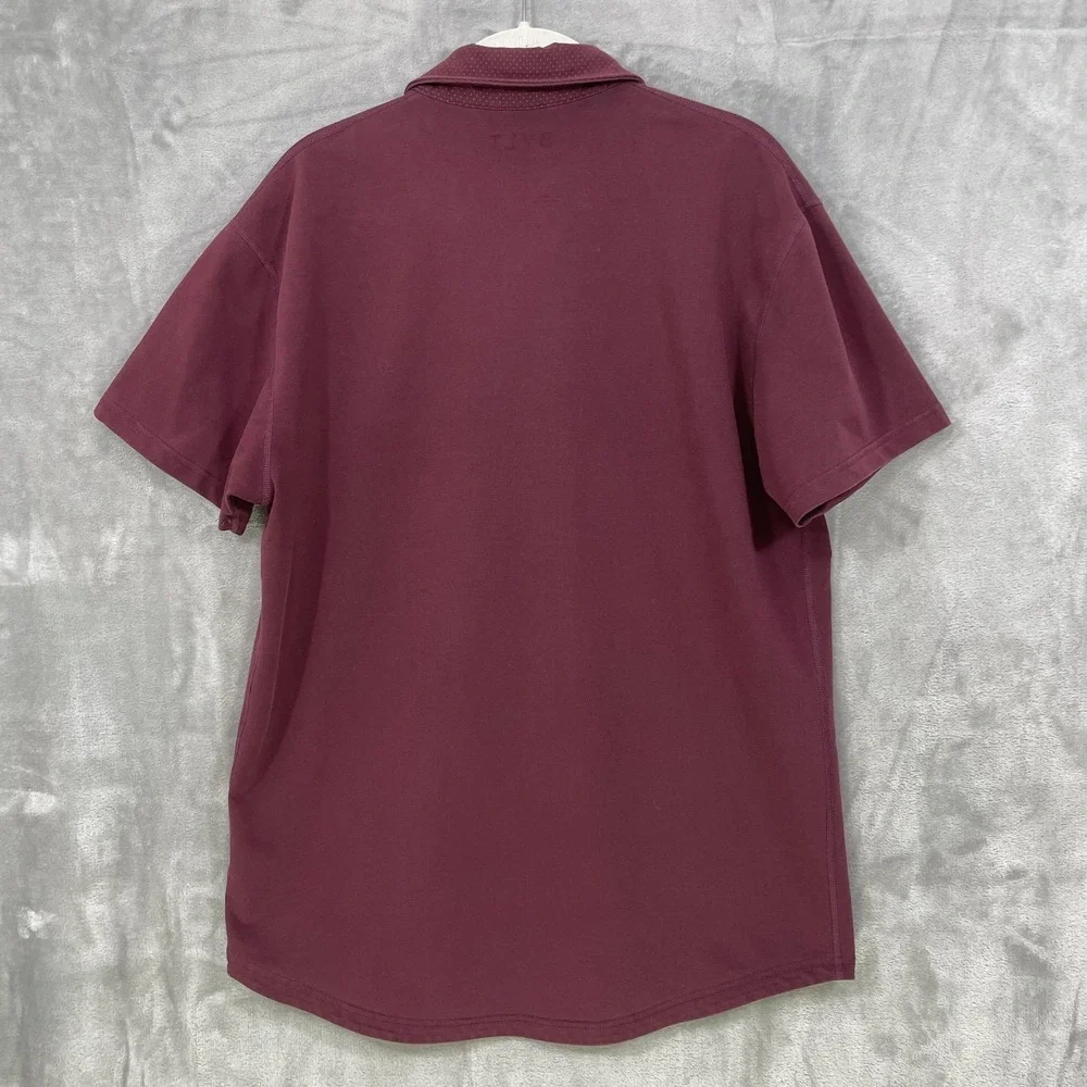 BYLT Lux Polo Shirt Mens Large Maroon Drop Cut Stretch Short Sleeve